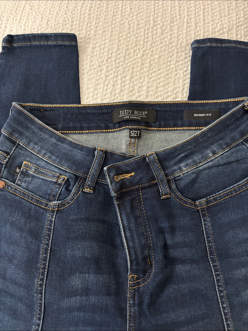 Judy Blue Dark Indigo Jeans with Gold Stitching